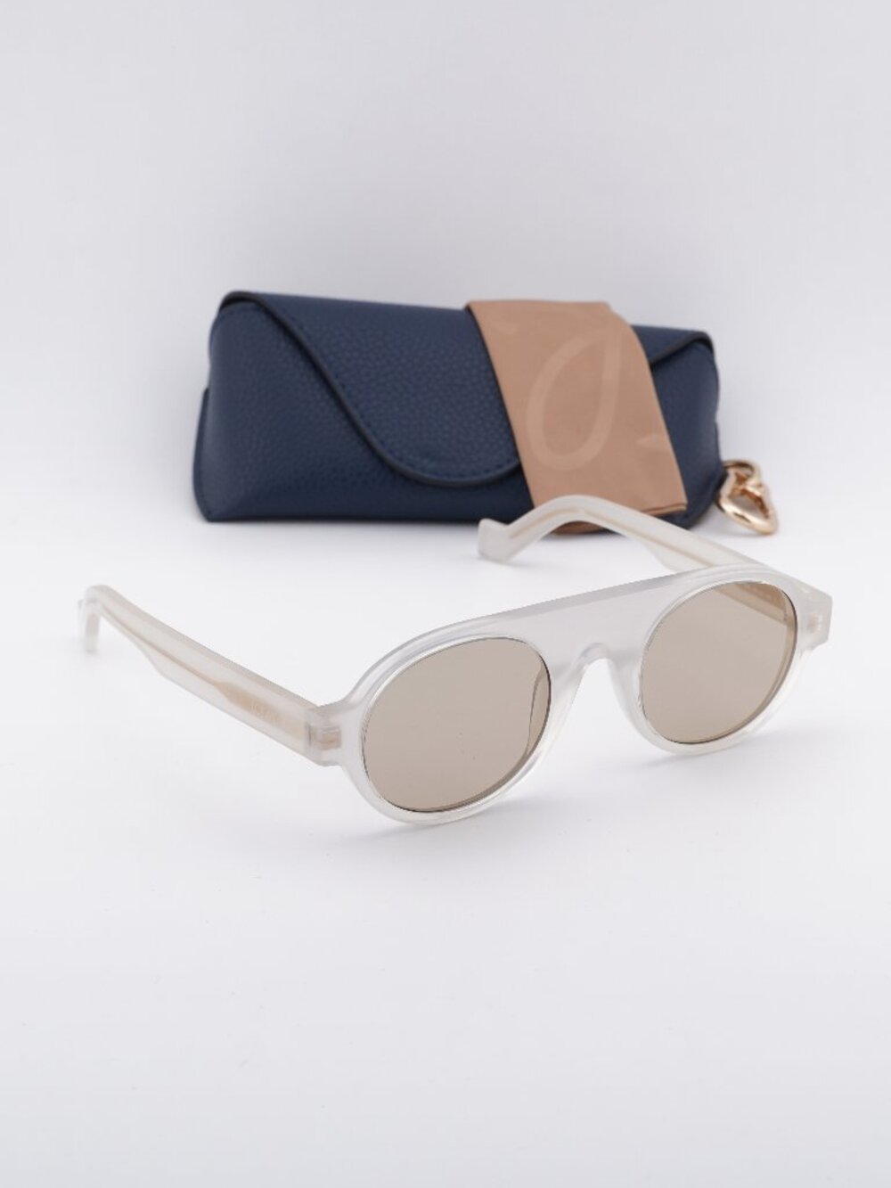 Loewe LW40020I 21E Round Sunglasses - Translucent White/Brown
